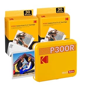 Kodak P300R Mini 3 Bluetooth mobiele printer, 6 cartridges inbegrepen, 76×76 mm vierkante instant foto’s, compatibel met…