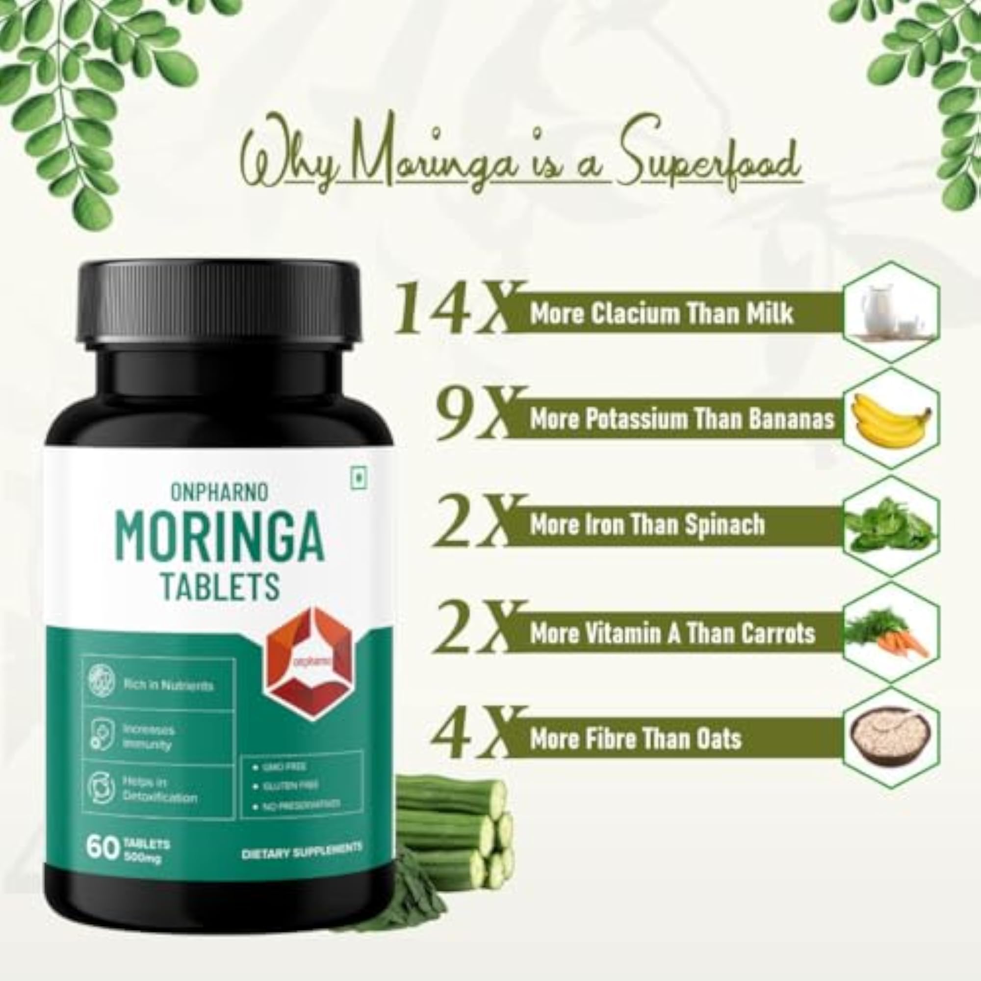 Onpharno Moringa Tablets 500mg for Wellness