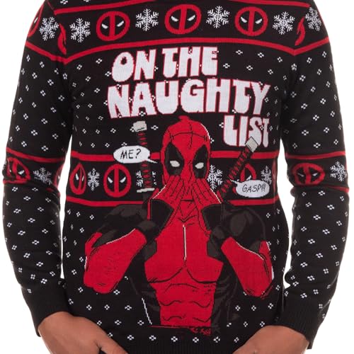Marvel Deadpool Men's On The Naughty List Ugly Christmas Pullover - Image 3