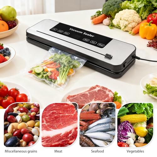 ALLILUYAA Envasadora al Vacio Domestica, Portátil 6 en 1 Embasadoras Vacio Alimentos, Maquina Envasar al Vacio para Cocinas y Comedores, Mantiene los Alimentos Frescos - imagen 4