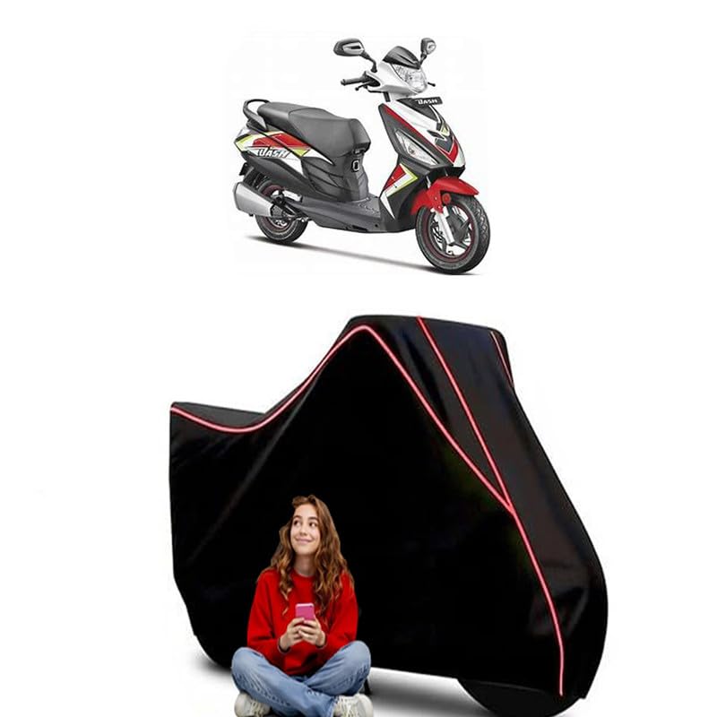 Image of Dash Scooty Bike Cover Water Resistant Outdoor Use Universal Fit Scooters Motorcycles Heavy Duty UV Protection Dust Rain Scratch Resistant Elastic Bottom Black Blue Piping