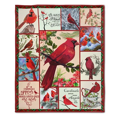 Cardinal Birds Blanket Funny Throw Fleece Soft Cozy Fuzzy Blankets for Gift Picnic Decor for Kids Girls Boys for Room Couch House Travel Full Size 30''×40''for Baby/Pets