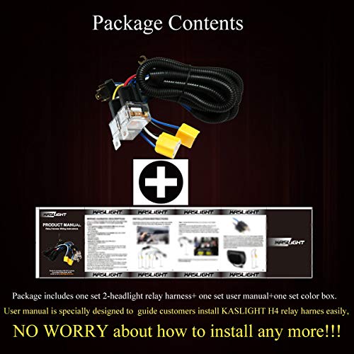 Kaslight KAJE-0003 H4 Relay Harness 1Set 2 H6054 7X6 6054 Polycarbonate Headlight H4 Relay Harness Pickup Headlights H4 Wiring Harness Kit thumb #1