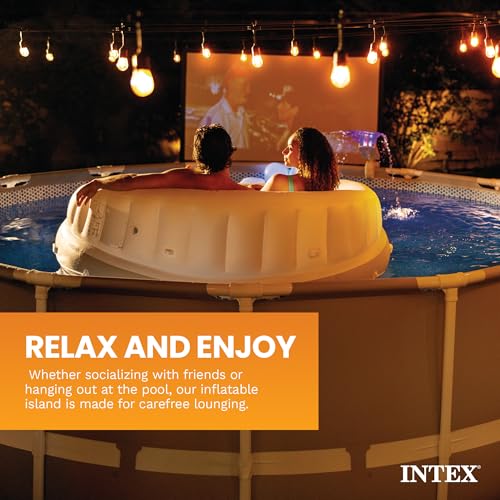 Image of INTEX 58292EP Canopy Island Inflatable Pool Float: Comfortable Lounge Surface - Built-in Cup Holders - Detachable Sunshade - 440lb Max Weight Capacity - 78.5 inch x 59 inch