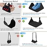 Foot Hammock for Plane Travel, Upgraded Airplane Foot Rest with Memory Foam, Hardboard, Portable Zippered Leg Hammock for Long Flight, Under Desk Footrest, No Collapse Foot Sling, Travel Essentials - Image 4