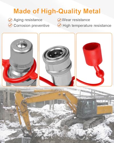 Image of Hydraulic Quick Connector with Dust Caps Fit for Dixon H Eaton HK Faster HNV, Couplings with 1 /4 Inch Body Size and 1 /4 Inch NPT, Fit for ISO 724-B