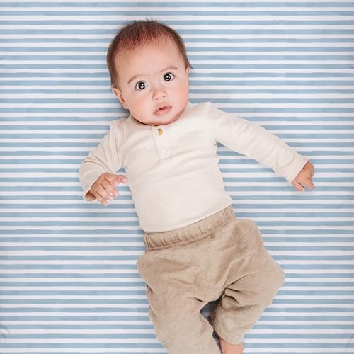 Image of Crib Sheets Neutral - Fitted Baby Crib Sheets Bed for Girl Boy - 2 Pack Standard & Toddler Mattress - Buttery Soft Organic Cotton Blend (Airplanes in the Clouds)