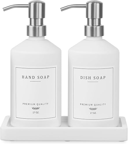 Vista 8 de Juego de dispensador de jabón dorado, dispensador de jabón de manos y platos de vidrio con bandeja, bomba de acero inoxidable, 14 calcomanías