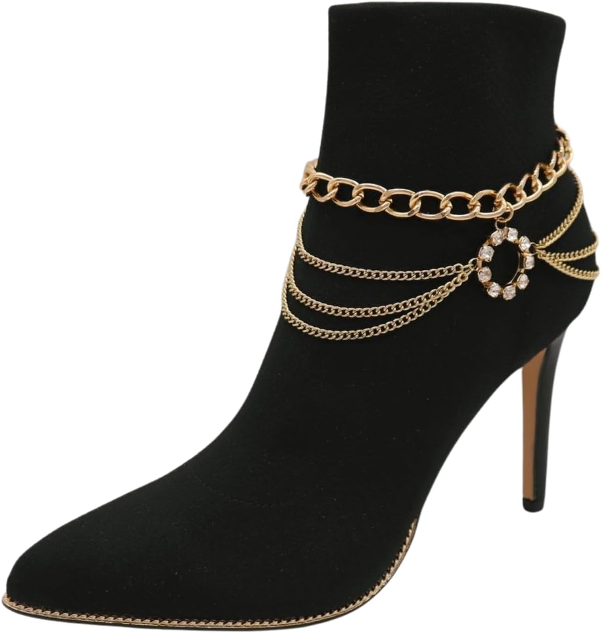 Women Western Fashion Jewelry Boot Bracelet Gold Metal Chain Waves Shoe Anklet Circle Bling Charm z286