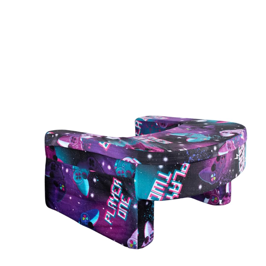 Ohs Boys Purple Neon - Gaming Reading Pillow Sofa Bed Desk Laptop Cushion, Lap Desk Gaming Cushion With Armrest Portable Lightweight Soft Foam Gaming Bed Cushions With Side Pockets Sit Up In Bed Pillow, Purple Neon