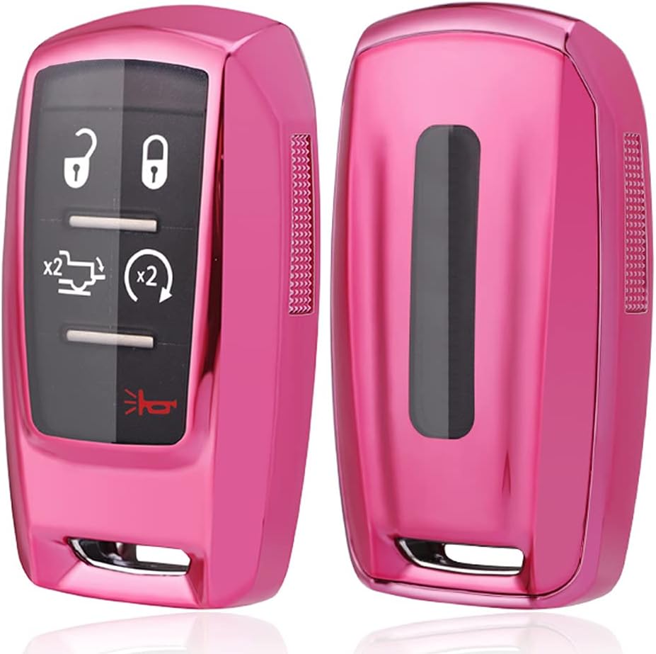 Horande Full TPU Protector Key Fob Cover Case fit for 2019-2022 Dodge Ram 1500 3500 5B Rubber Keyless Entry Key Fob OHT-4882056 (Pink)