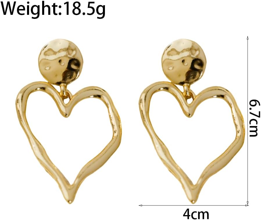 Gold Big Heart Dangle Earrings for Women,Y2k Extra Large Love Heart Dangling Drop Hanging Statement Earrings Trendy Cocktail Jewelry Accessories - Image 7