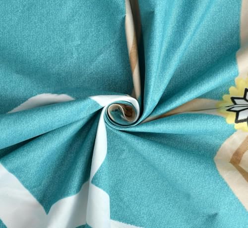 Image of VOMZER Cotton Feel King Size Flat Bedsheet for Double Bed, 1 Cotton Feel Bed Sheet Double Bed (90x100 Inches) with 2 Frill Pillow Cover, Aqua White