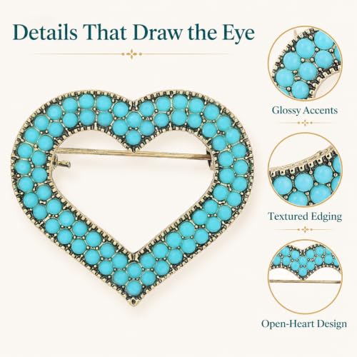 Image of Turquoise West Cowboy Oval Tear Drop Brooch Pin for Women Retro Brooches Pins Classic Fashion Jewelry Accessories Gift