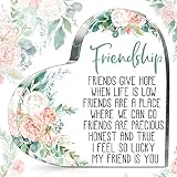 Friendship Gift for Women Friend Acrylic Heart,Pink Flower