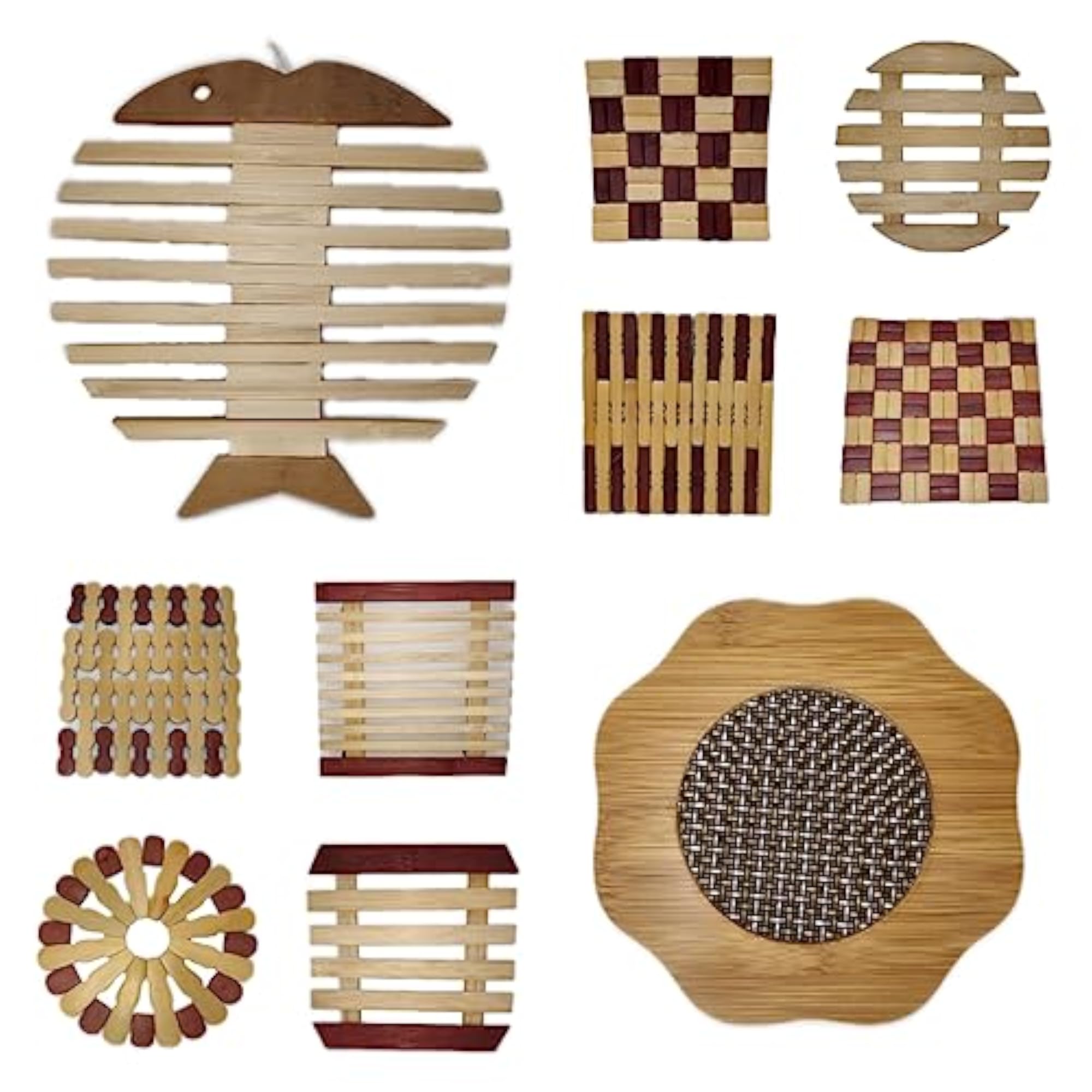Bamboo Wooden Coasters for Dining Table, Set of 4