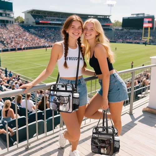MOONBABY Clear Bag for Stadium Events, Clear Transparent Tote Bag with Detachable Strap for Sports, Concert, Work,Travel2
