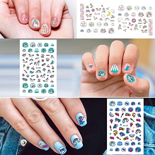 Viwieu Small Unicorn Nail Stickers And Decals For Kids Little Girls 12 Sheets Birthday Party Favors, 600+ Cute Toddler Tiny Fingernail Wraps, Easter Basket Filler, Christmas Holiday Gift #TOP2