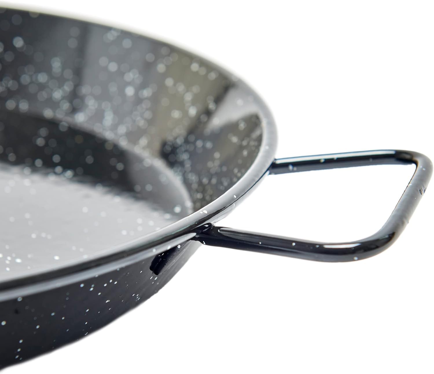 Padella per Spaghetti all'Assassina in Ferro Smaltato, Tegame Tradizionale Stile Paella, Nero con Puntini Bianchi, con Manici (36 cm) - 5