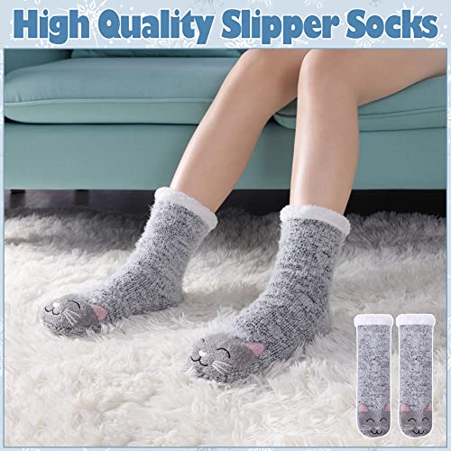 Lanleo Lanleo Fuzzy Slipper Socks For Women With Grippers Winter Warm Thick Plush Fleece Lining Non Slip Christmas Home Socks thumb #4