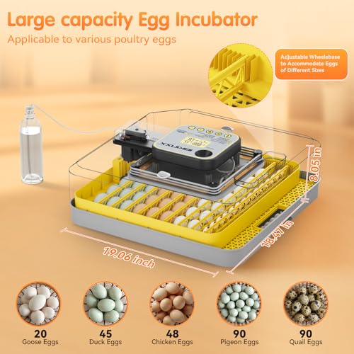 IBKINXX Incubator for Hatching Eggs-48 Egg Capacity, 2026 Newly Upraded Auto Egg Turner & Auto Precision Humidity Control System, 360° Clear Viewing for Chicken, Duck and Quail Eggs (Yellow+Grey) by IBKINXX - Used condition - Image 2