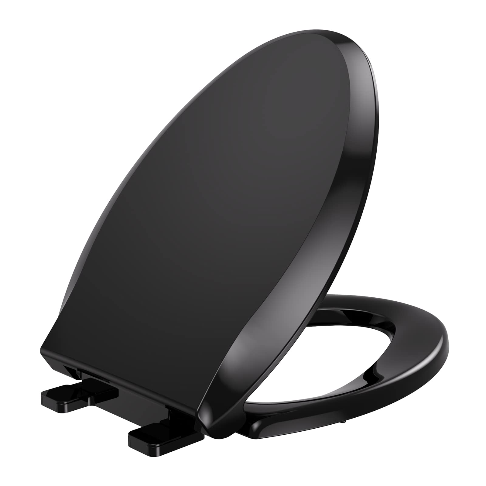 Photo 1 of  Toilet Seat,Standard Universal Elongated Toilet Seat,Soft Close,Ergonomic Toilet Bowl Seat,Fits for Standard Elongated Toilet with Thickened Plastic Lid (Elongated, Black) 18.5" Elongated Black