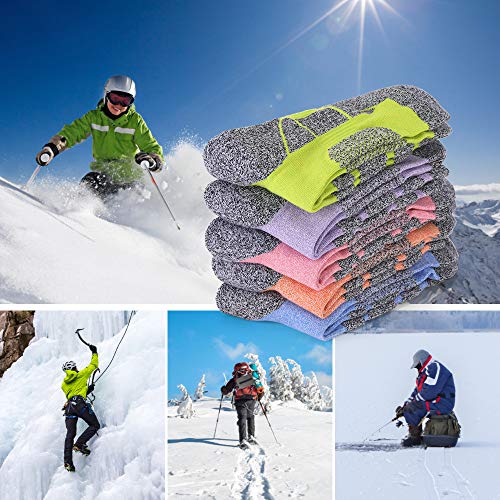 DECDEAL Meias esportivas femininas Malha grossa Meias atléticas de inverno ao ar livre Fitness respi