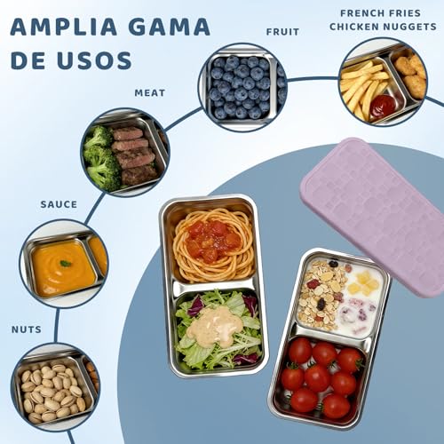 Image of 15 oz Snack Containers for Kids, Stainless Steel Lunch Box 3 Pack