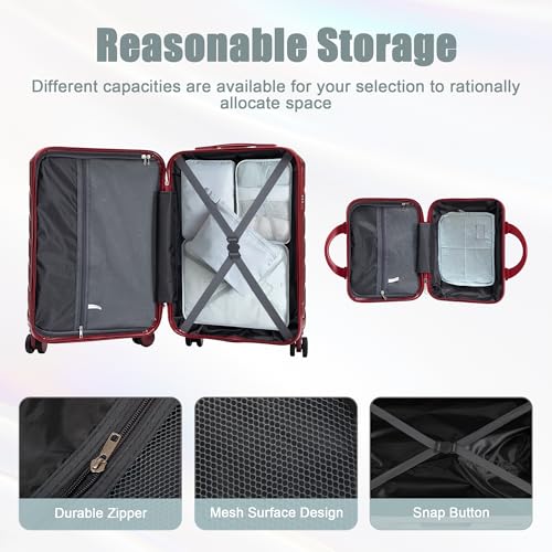 Image of 20+14 Inch Hardside Luggages, Lightweight Durable ABS Suitcase with Spinner Wheels