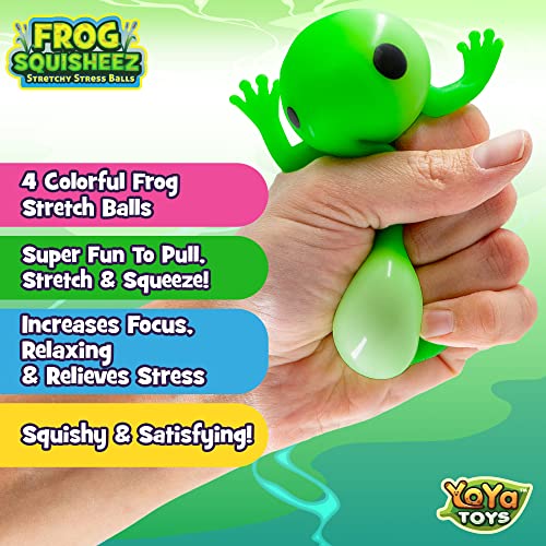 Yoya Toys Frog Squisheez Squishy Stress Relief Balls (Set Of 4) | Stretchy Fidget Animal Shaped Toys For Boys, Girls & Adults | Colorful Sensory Squeezing Stretch Toy | Great For Adhd, Autism, Anxiety #TOP2