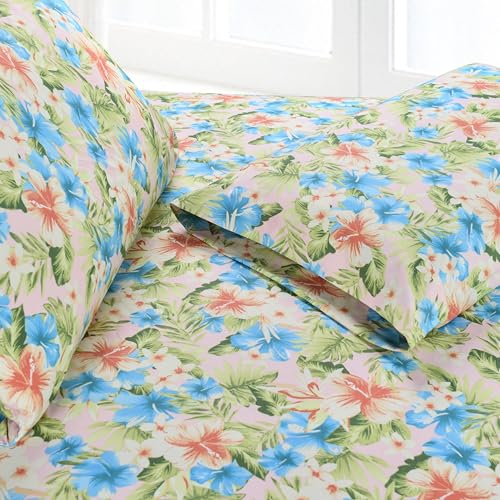 Elegant Comfort Softest and Coziest 6-Piece Sheet Set - 1500 Premium Hotel Quality Microfiber - Deep Pocket, Wrinkle Resistant 6-Piece Floral Magnolia Pattern Bed Sheet Set, Twin, Magnolia