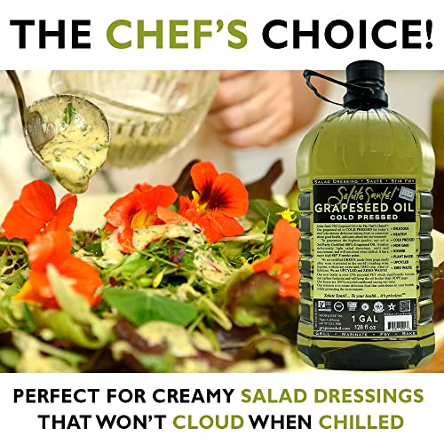 Image of Salute Sante! Cold Pressed Grapeseed Oil - 1 Gallon, 2 Pack - Healthy Non-GMO Cooking Oil for High Heat, Frying, Baking, Marinades & Dressings - Vegan, Kosher, Heart-Healthy Culinary Essential