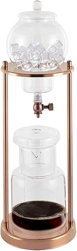 Cafetera de café helado, torre de goteo en frío, máquina de café helado de madera, acero inoxidable y vidrio de borosilicato, olla para compartir