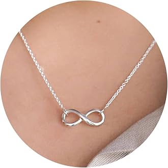 Silver Necklace for Women, 14K White Gold Plated Dainty Infinity Bead Star of David Starfish Sun Hummingbird Butterfly Flower Palm Tree Plane Sunflower Pendant Necklaces Simple Jewelry