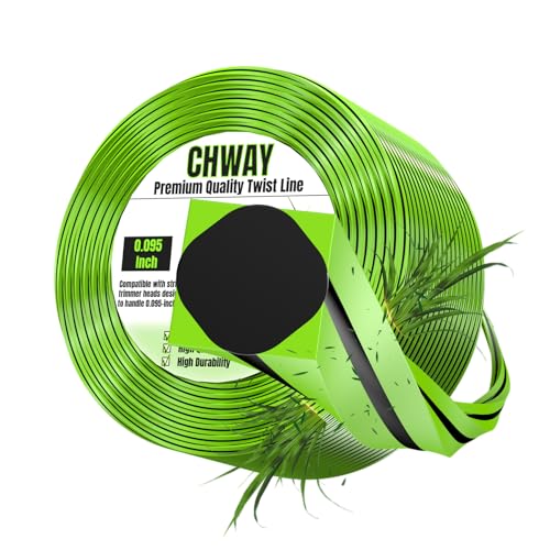 Chway 0.095'' Weed Eater String, Square-Twist Heavy Duty 095 Trimmer Line, 175ft, Fits Gas & Electric Trimmers, Tough Weed Removal, Ditch Clearing, Lawn Repair, Precise Edging, Universal, Pro-Grade