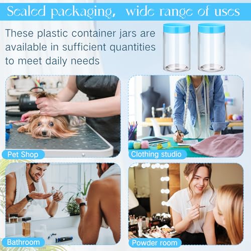 Image of Patelai 4 Pcs Plastic Jars Wide Mouth with Lids,12 Ounce,Blue