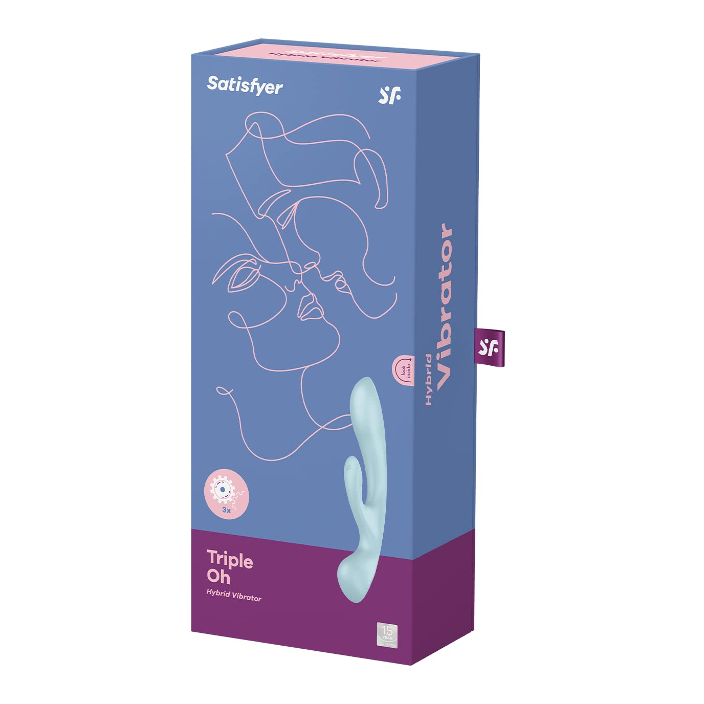Satisfyer Triple Oh Stimolatore del Punto G e del Clitoride | Vibratore Dildo con 3 Motori | Sex Toys flessibile e impermeabile (IPX7) | 2x12 Programmi di Vibrazione | Sex Toy Blu per Donne