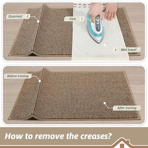 BEQHAUSE Dirt Trapper Door Mat 32" x 48", Non-Slip Washable Doormats Entrance Mat, Dirt Resistant and Absorbent Welcome Mat, Low Profile Floor Mats for Front Back Door and Entryway, Taupe — view 8