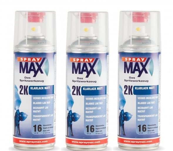 3 x Spray Max 2K Klarlack Matt 3er-Pack 400ml Dosen Bundle