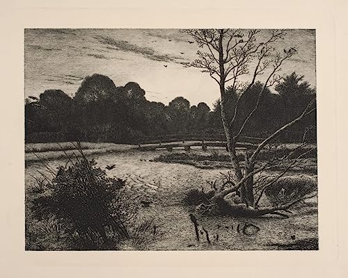 Toile GerRit Vilhelm Kyhn coucher de soleil forêt décoration murale nature 58x90 cm