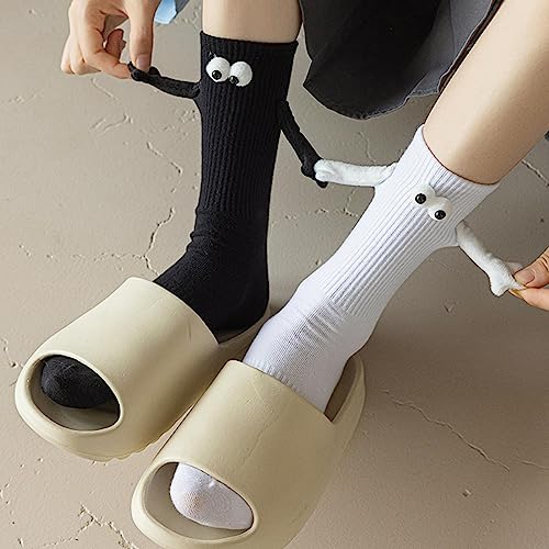 casal, meias engraçadas para casais com olhos, meias magnéticas tubo médio fofas, meias divertidas p