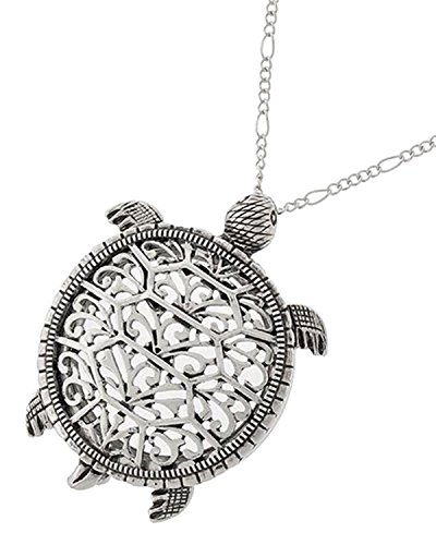Artisan Owl Sea Turtle Magnifying Glass Sliding Top Pendant Necklace, 30