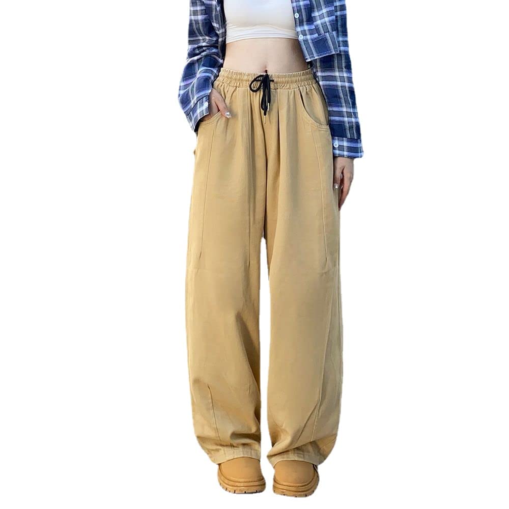 Pantalones de paracaídas para mujer, pantalones tipo cargo, holgados, Harajuku Y2K, cintura baja, pierna ancha, holgados, góticos, de hadas, Caqui, Medium