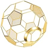 Artibetter Pantalla de Lámpara de Malla Metálica Hueca Diseño de Balón de Fútbol, Acero Inoxidable Dorado, Pantalla Decorativa para Techo, Lámpara Colgante para Bar y Comedor, Iluminación
