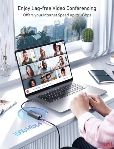 uni USB C Ethernet Adapter, USB C HUB Ethernet 1Gbps with USB 3.0 [Driver Free, Aluminum] for MacBook Pro, Chromebook, XPS, iPad, iMac, Galaxy, iPhone 15pro/max, and Hard Drive Keyboard Mouse, etc - Image 2