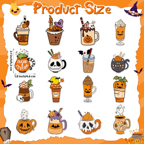 Image of Halloween Coffee Sticker Rolls, 1000Pcs Pumpkin Coffee Latte Mug