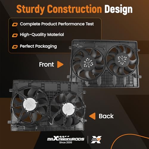 Image of maXpeedingrods 4 Pins Dual Radiator Cooling Fan Assembly w /Shroud for Volkswagen Atlas 2018-2020, Atlas Cross Sport 2020, 3QG121207 3QF121207 3QF959455C 3QF959455B