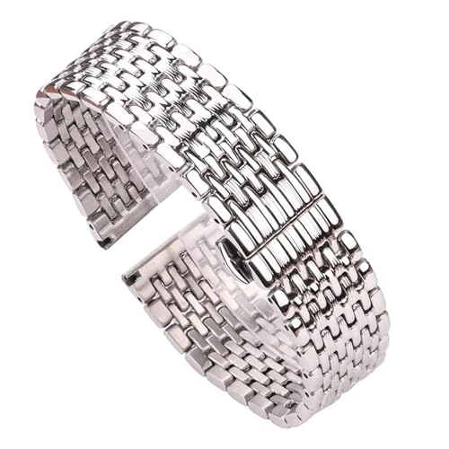 Correa pulsera de reloj 18mm de acero inoxidable unisex color plata brillante