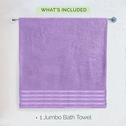 Image of Elegant Comfort 100% Turkish Cotton 4 Lines Viscose Stripe Jumbo Bath Towel - Hotel Spa Quality Extra Large 35 x 70 Inch Bath Towel Ultra Soft, Super Absorbent Quick Dry Large Bath Towel, Lilac
