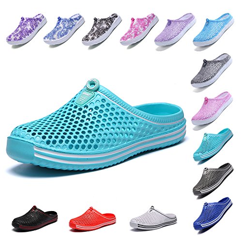 LIGHFOOT Garden Clog Shoes Beach Footwear Water bash Womens Summer Slippers 407Sky Blue-40
